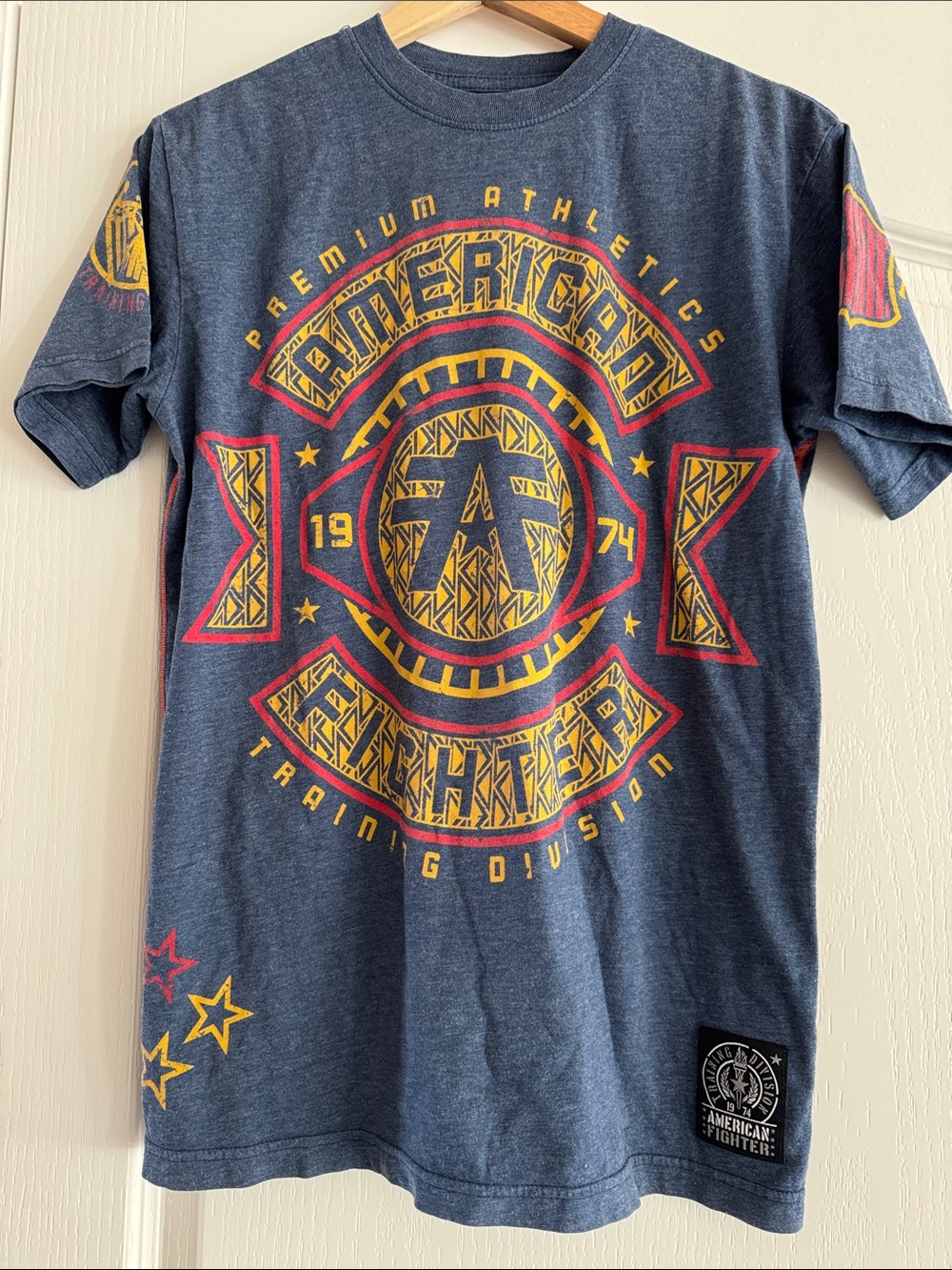 American Fighter Navy Tee with Red & Yellow Graphic